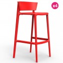 Set di 4 sgabelli da bar Vondom Africa altezza seduta 74,5 cm rosso