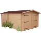 Garage en bois Douglas massif Habrita 21m2 avec porte de service