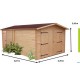 Garage en bois Douglas massif Habrita 21m2 avec porte de service