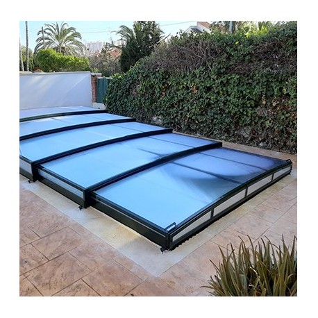 Pool Enclosure Low Telescopic Shelter Tapia pronto per l'installazione per piscina 800 x 400