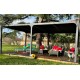 Pergola bioclimatique Habrita 21.5 m2 Aluminium et rideau coté 3.6