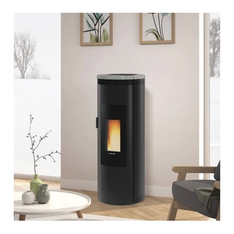 Estufa de pellets La Nordica Extraflame Amika 8kW impermeable ventilada Piedra natural