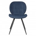 Set of 2 Dining Chairs Ania Fabric Dark Blue Base Black Metal VeryForma