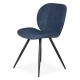 Set of 2 Dining Chairs Ania Fabric Dark Blue Base Black Metal VeryForma