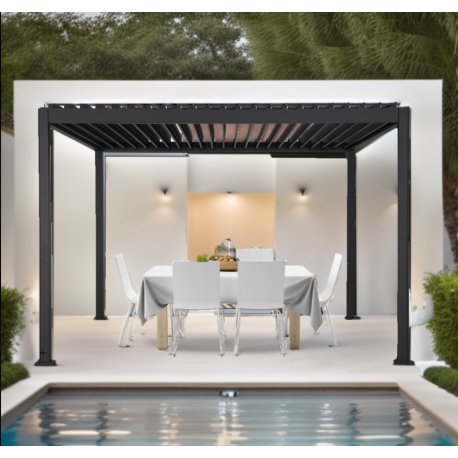 Pérgola Bioclimática Eléctrica Tiras LED de Aluminio 12m2