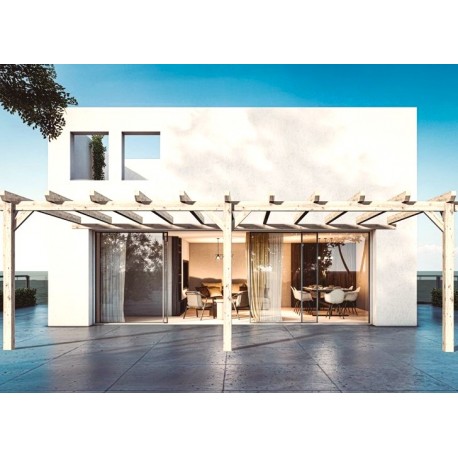 Sevilla 6x4m 24m2 Pérgola de pared de madera en bruto