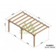 Sevilla 7x4m 28m2 ruw houten pergola voor wandmontage