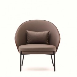 Brown synthetic leather armchair with black metal legs Amy VeryForma