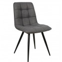 Set van 4 Lize Eetkamerstoelen Donkergrijs Stof Metalen Poten VeryForma