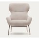 Fauteuil Lina en tissu chenille beige et acier VeryForma